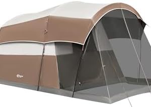 PORTAL 6/8/10 Person Family Camping Tent with Screen Room, Water Resistant Big Tunnel Tents with Rainfly, Large Family Tent for Camping, Outdoor, Patio